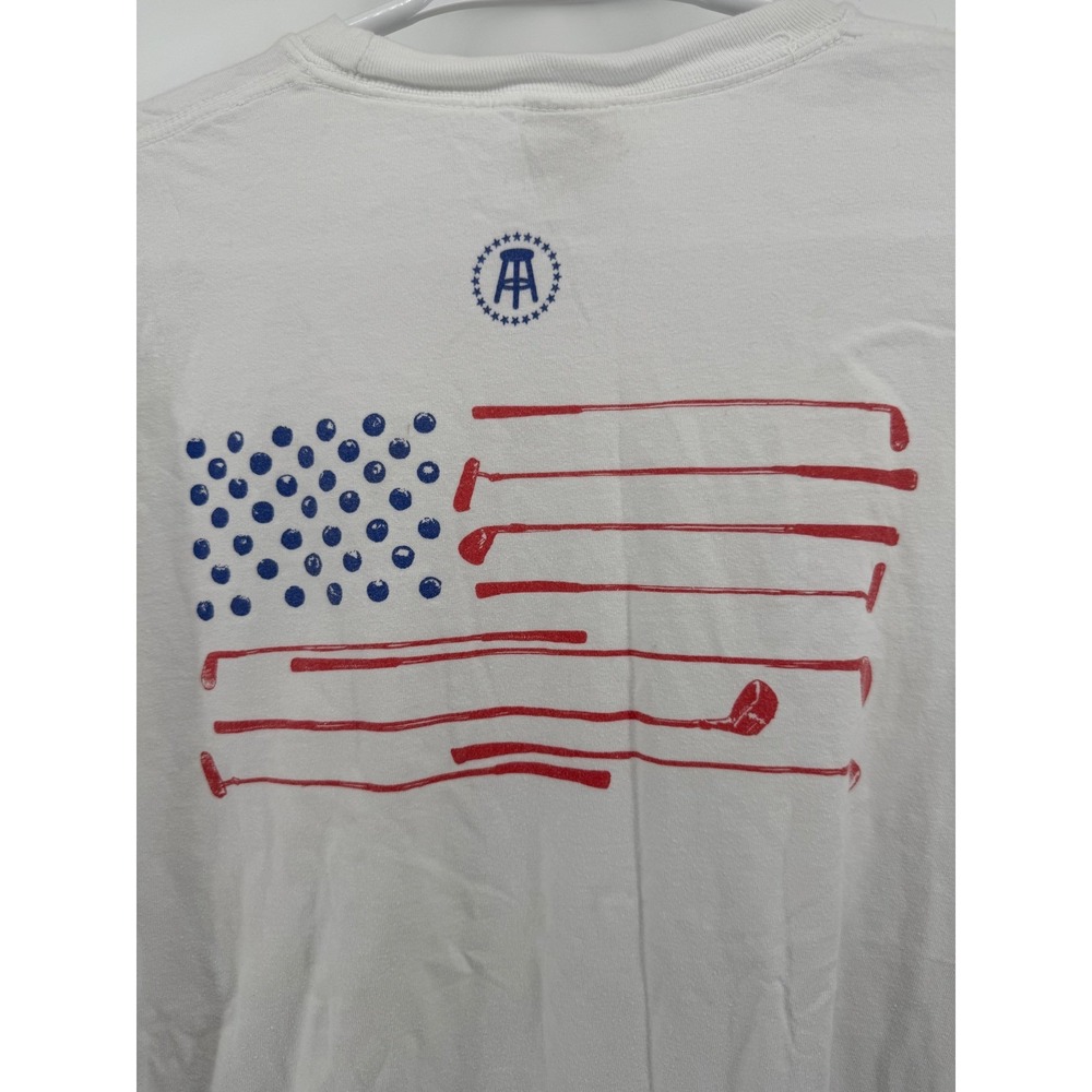 Barstool Golf Comfort Colors White Long Sleeve Pocket Tee 2XL American Flag‎